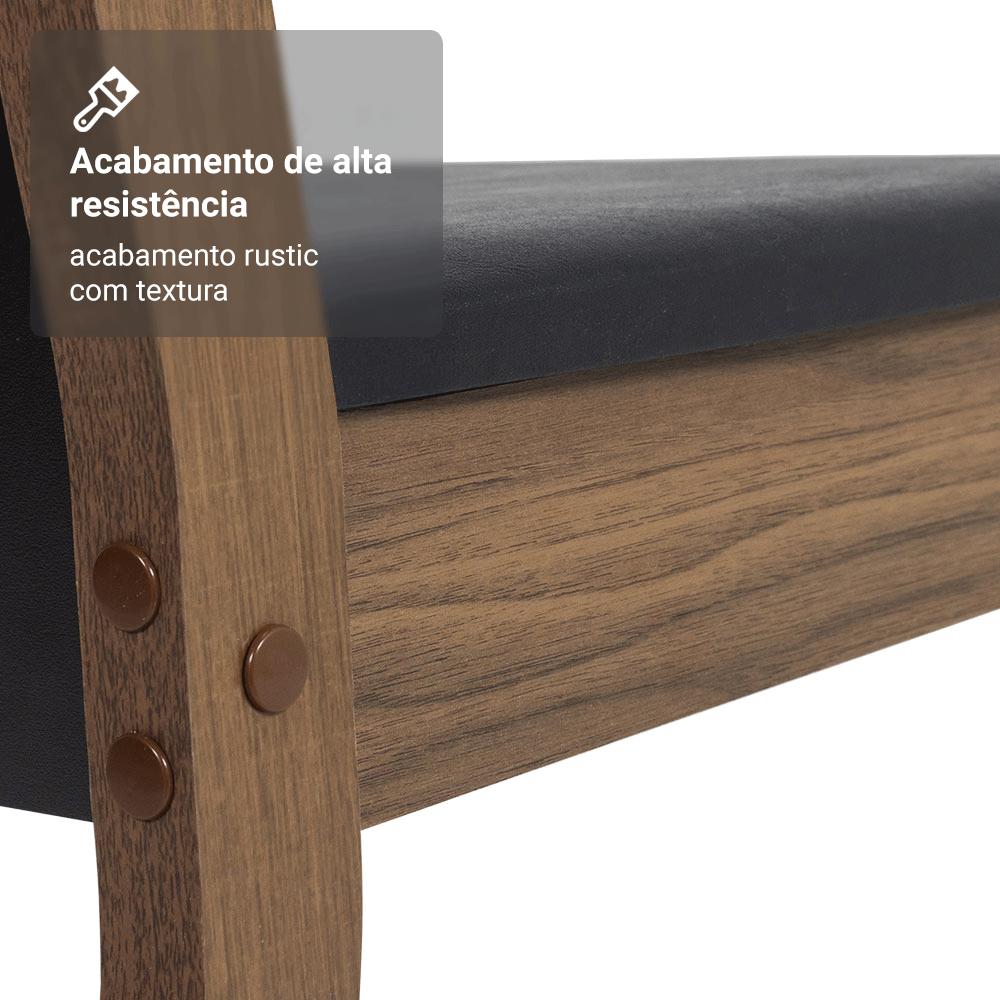 Conjunto Sala de Jantar Mesa Tampo de Vidro 6 Cadeiras Rustic/Preto Viola Madesa