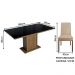 Conjunto Sala de Jantar Mesa Tampo de Vidro 6 Cadeiras Rustic/Preto/Imperial Alexis Madesa