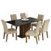 Conjunto Sala de Jantar Mesa Tampo de Vidro 6 Cadeiras Rustic/Preto/Imperial Geórgia Madesa
