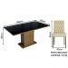 Conjunto Sala de Jantar Mesa Tampo de Vidro 6 Cadeiras Rustic/Preto/Imperial Geórgia Madesa