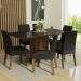 Conjunto Sala de Jantar Mesa Tampo de Vidro 6 Cadeiras Rustic/Preto/Oxford Alexis Madesa