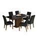 Conjunto Sala de Jantar Mesa Tampo de Vidro 6 Cadeiras Rustic/Preto/Oxford Geórgia Madesa