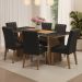 Conjunto Sala de Jantar Mesa Tampo de Vidro 6 Cadeiras Rustic/Preto/Oxford Marissa Madesa