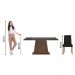 Conjunto Sala de Jantar Mesa Tampo de Vidro 6 Cadeiras Rustic/Preto/Oxford Stéfani Madesa