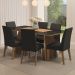 Conjunto Sala de Jantar Mesa Tampo de Vidro 6 Cadeiras Rustic/Preto/Oxford Valerie Madesa