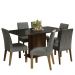 Conjunto Sala de Jantar Mesa Tampo de Vidro 6 Cadeiras Rustic/Preto/Silver Alexis Madesa