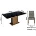Conjunto Sala de Jantar Mesa Tampo de Vidro 6 Cadeiras Rustic/Preto/Silver Alexis Madesa