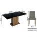 Conjunto Sala de Jantar Mesa Tampo de Vidro 6 Cadeiras Rustic/Preto/Silver Geórgia Madesa