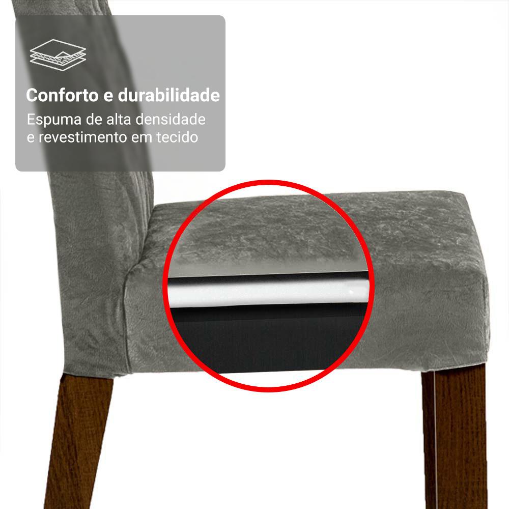 Conjunto Sala de Jantar Mesa Tampo de Vidro 6 Cadeiras Rustic/Preto/Silver Marissa Madesa