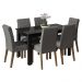 Conjunto Sala de Jantar Mesa Tampo de Vidro 6 Cadeiras Rustic/Preto/Silver Odara Madesa