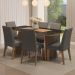 Conjunto Sala de Jantar Mesa Tampo de Vidro 6 Cadeiras Rustic/Preto/Silver Valerie Madesa