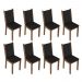 Conjunto Sala de Jantar Mesa Tampo de Vidro 8 Cadeiras Rustic/Preto Justine Madesa