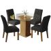 Conjunto Sala de Jantar Mesa Tampo de Vidro Redondo 4 Cadeiras Rustic/Oxford Irene Madesa