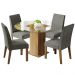 Conjunto Sala de Jantar Mesa Tampo de Vidro Redondo 4 Cadeiras Rustic/Silver Mile Madesa