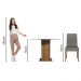Conjunto Sala de Jantar Mesa Tampo de Vidro Redondo 4 Cadeiras Rustic/Silver Mile Madesa