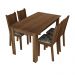 Conjunto Sala de Jantar Rosie Madesa Mesa Tampo de Madeira com 4 Cadeiras - Rustic/Hibiscos
