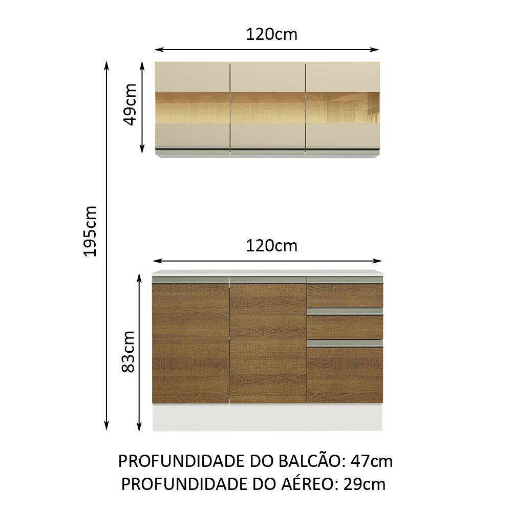 Cozinha Compacta 100% MDF Madesa Smart 120 cm Modulada Com Balcão e Tampo