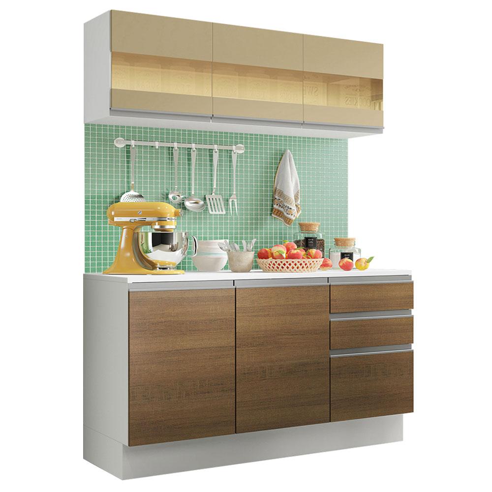 Cozinha Compacta 100% MDF Madesa Smart 120 cm Modulada Com Balcão e Tampo
