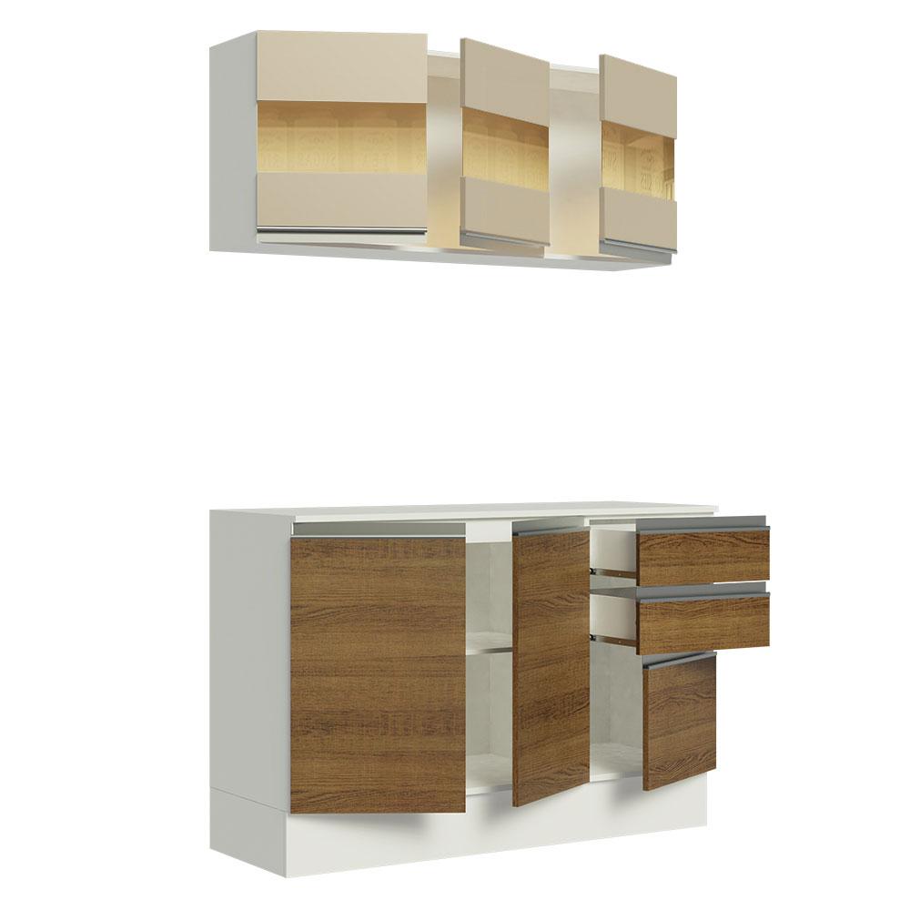 Cozinha Compacta 100% MDF Madesa Smart 120 cm Modulada Com Balcão e Tampo