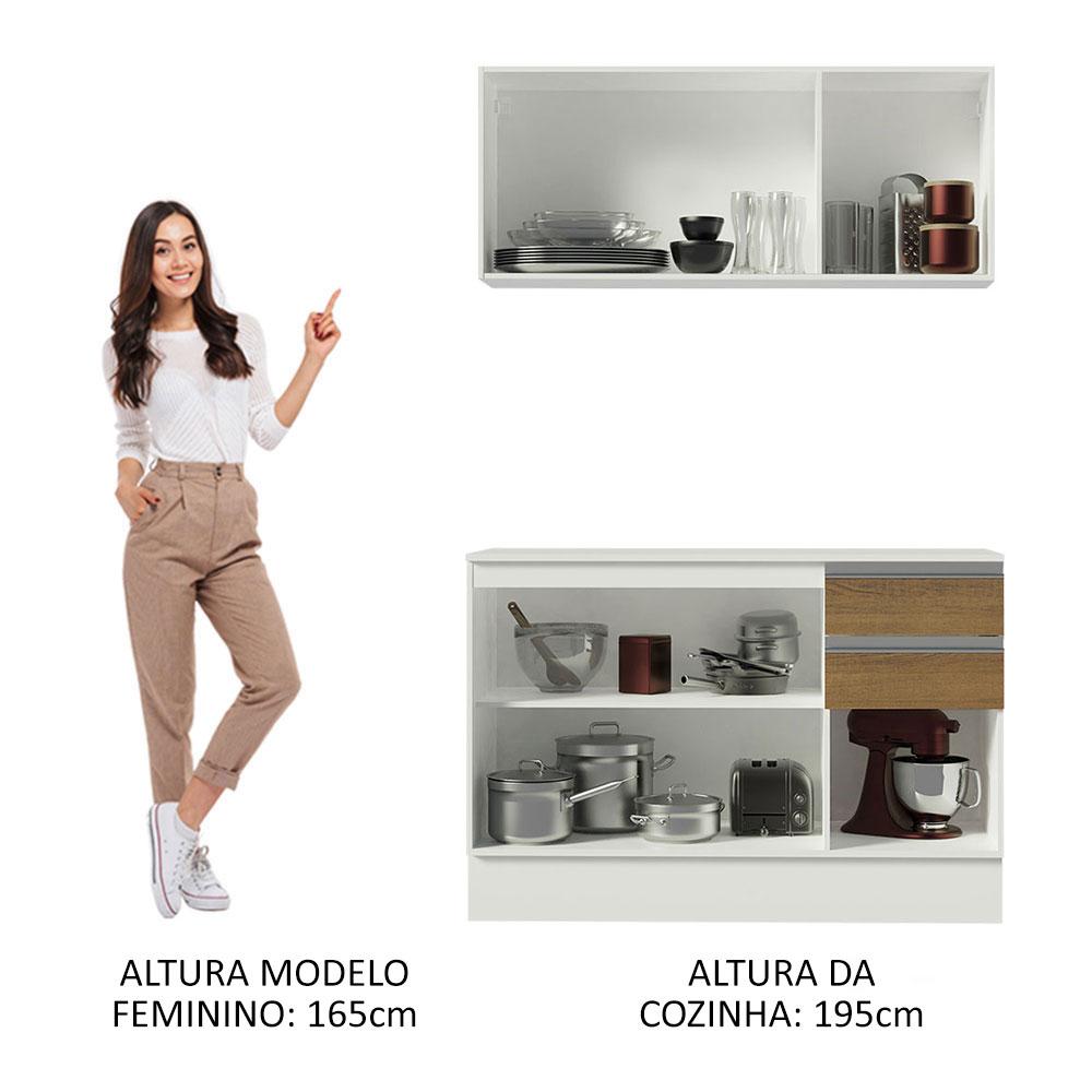 Cozinha Compacta 100% MDF Madesa Smart 120 cm Modulada Com Balcão e Tampo