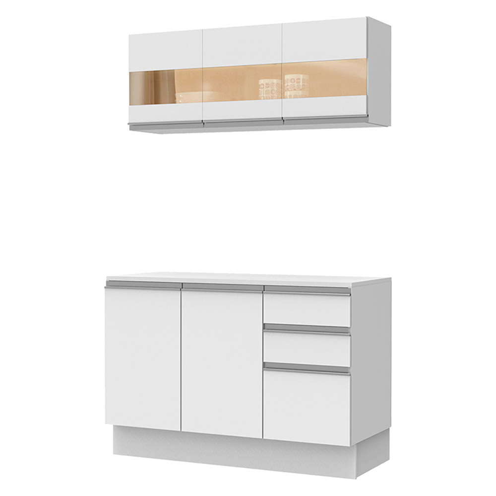 Cozinha Compacta 100% MDF Madesa Smart 120 cm Modulada Com Balcão e Tampo
