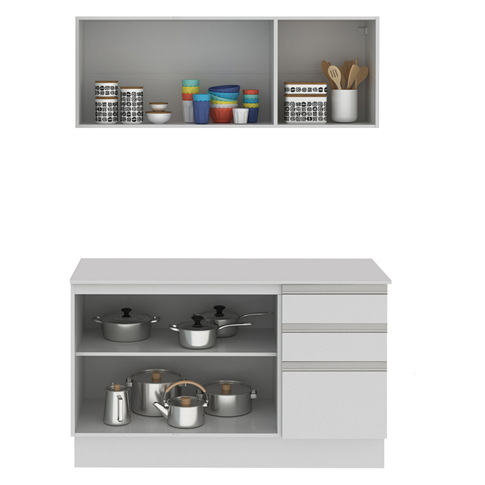 Cozinha Compacta 100% MDF Madesa Smart 120 cm Modulada Com Balcão e Tampo