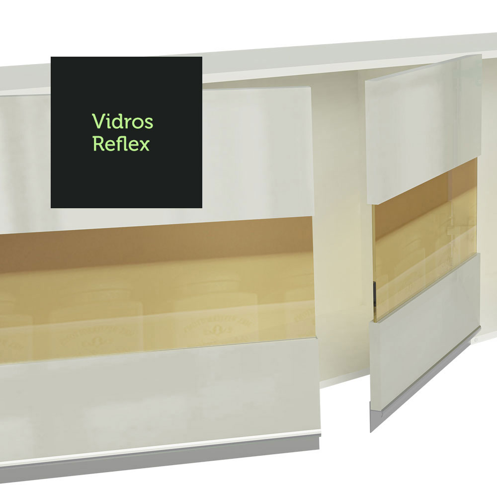 Cozinha Compacta 100% MDF Madesa Smart 170 cm Modulada Com Armário, Balcão e Tampo - Frentes Branco Brilho