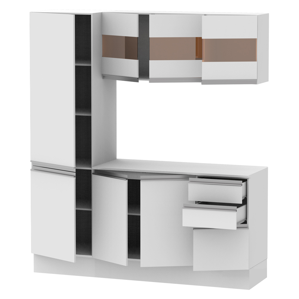 Cozinha Compacta 100% MDF Madesa Smart 170 cm Modulada Com Armário, Balcão e Tampo