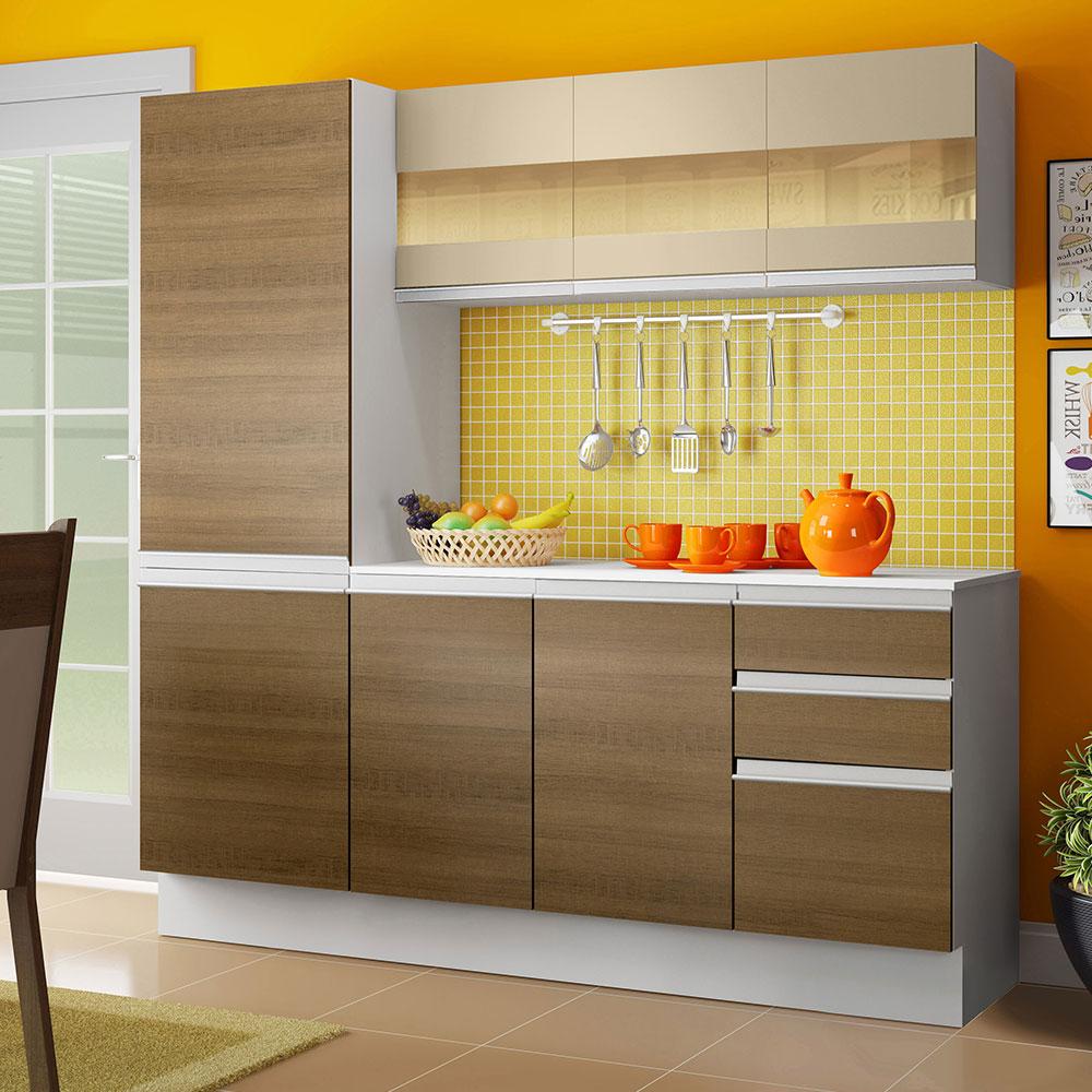 Cozinha Compacta 100% MDF Madesa Smart 170 cm Modulada Com Armário, Balcão e Tampo