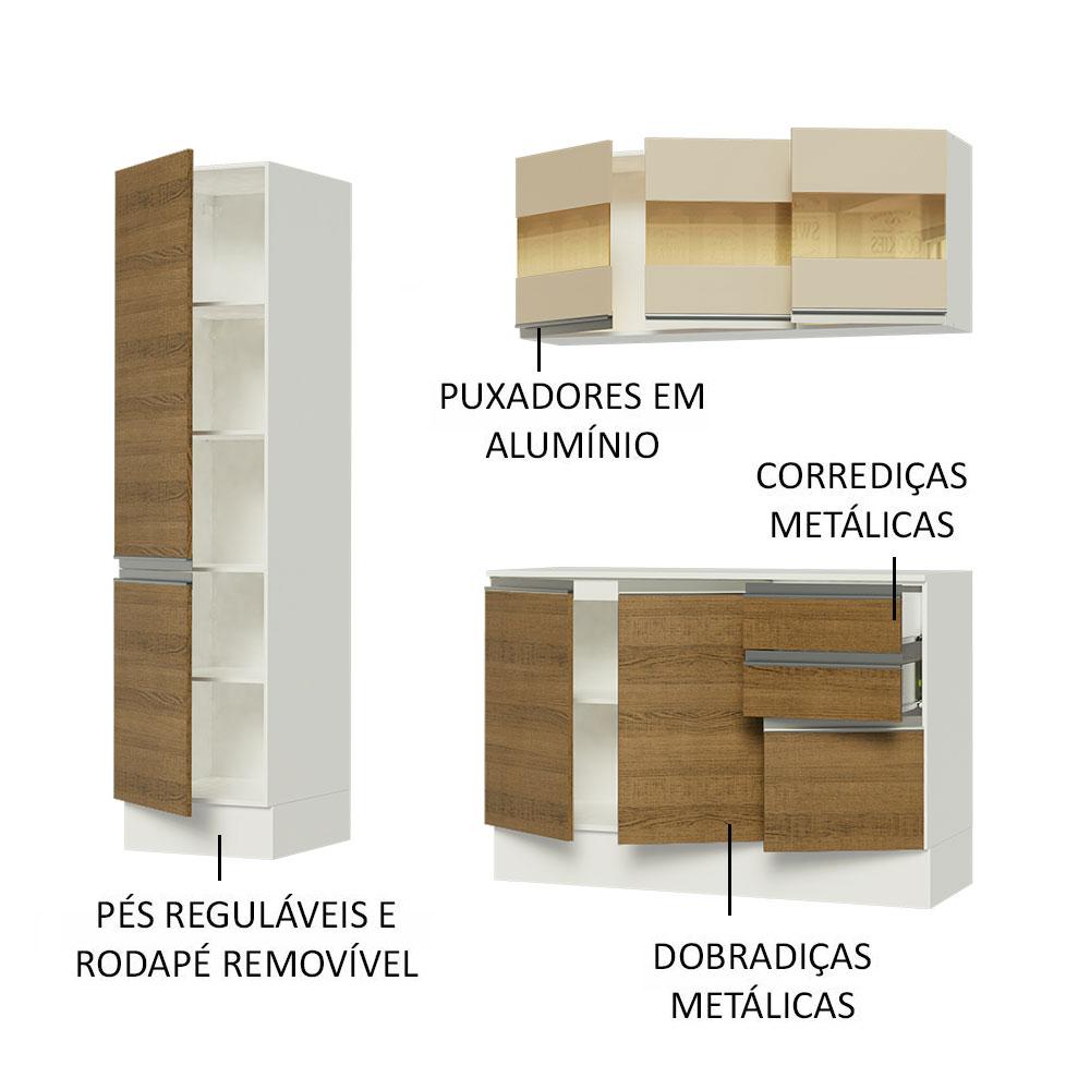 Cozinha Compacta 100% MDF Madesa Smart 170 cm Modulada Com Armário, Balcão e Tampo