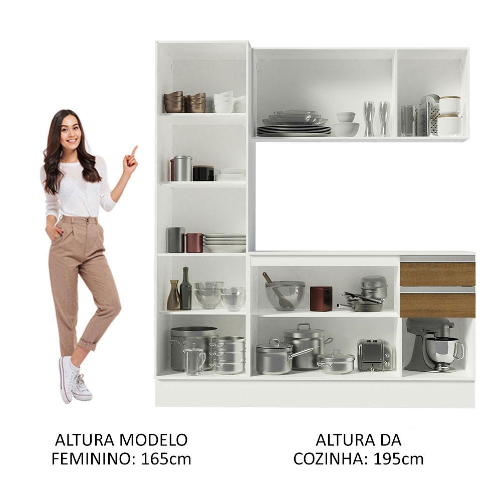 Cozinha Compacta 100% MDF Madesa Smart 170 cm Modulada Com Armário, Balcão e Tampo