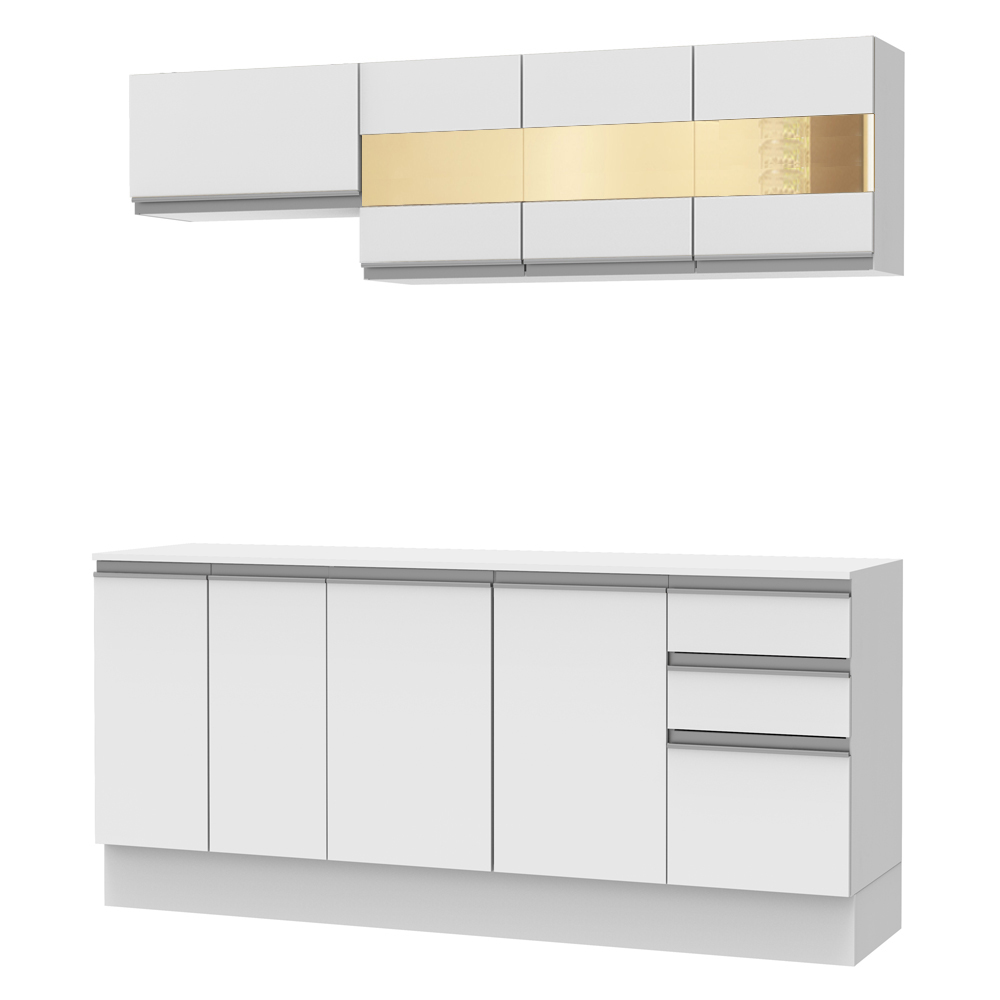Cozinha Compacta 100% MDF Madesa Smart 180 cm Modulada Com Balcão e Tampo