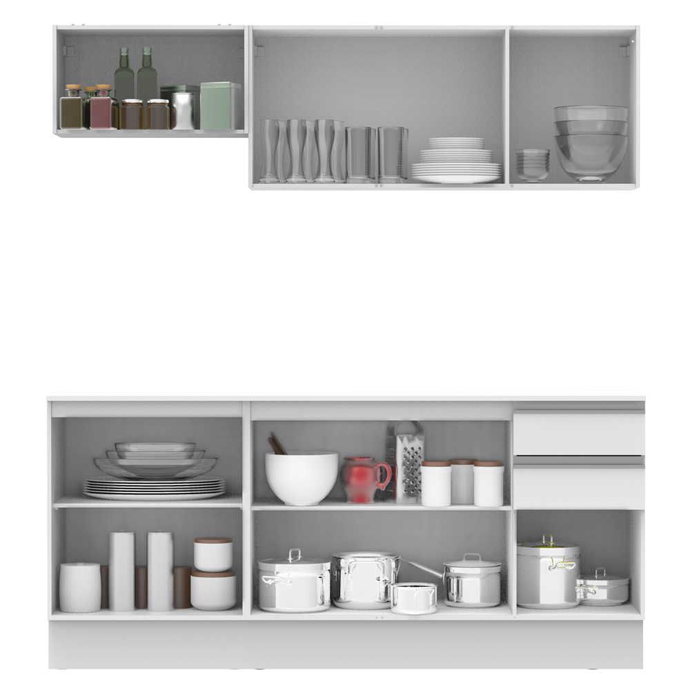 Cozinha Compacta 100% MDF Madesa Smart 180 cm Modulada Com Balcão e Tampo