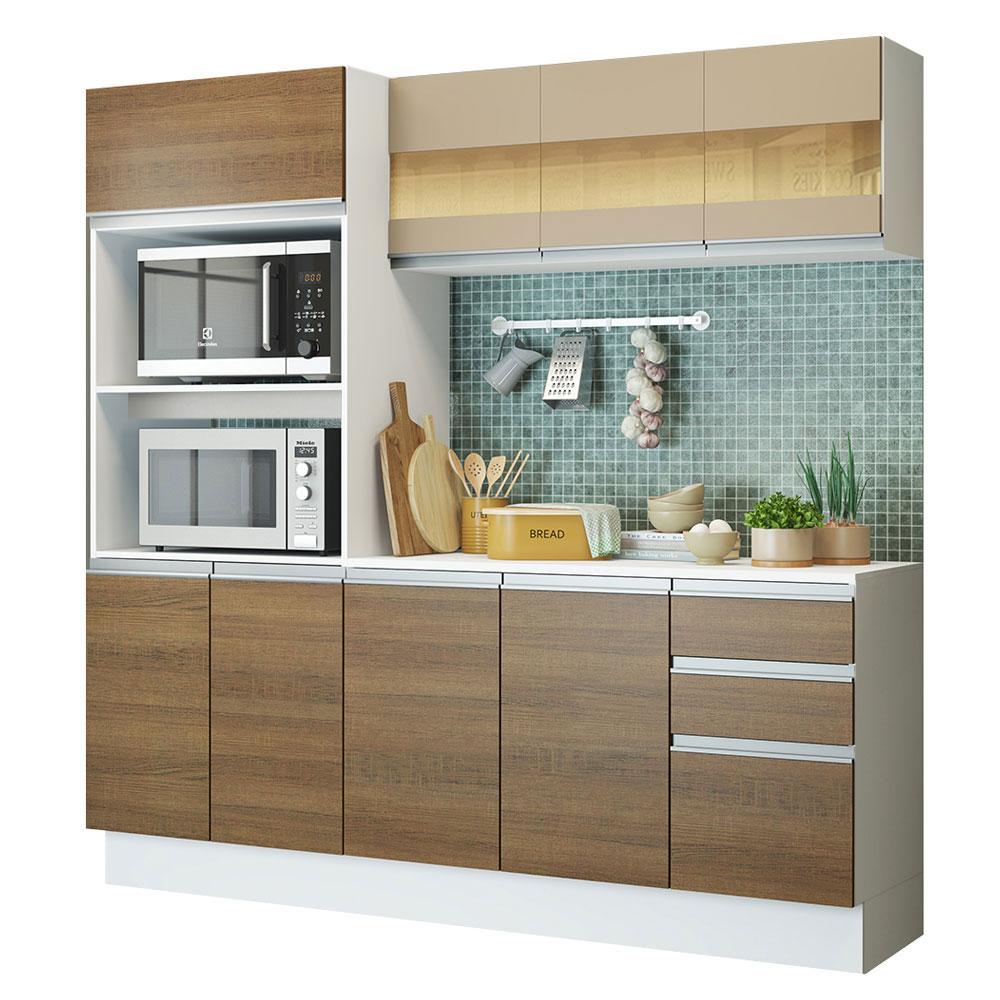Cozinha Compacta 100% MDF Madesa Smart 190 cm Com Armário, Balcão e Tampo