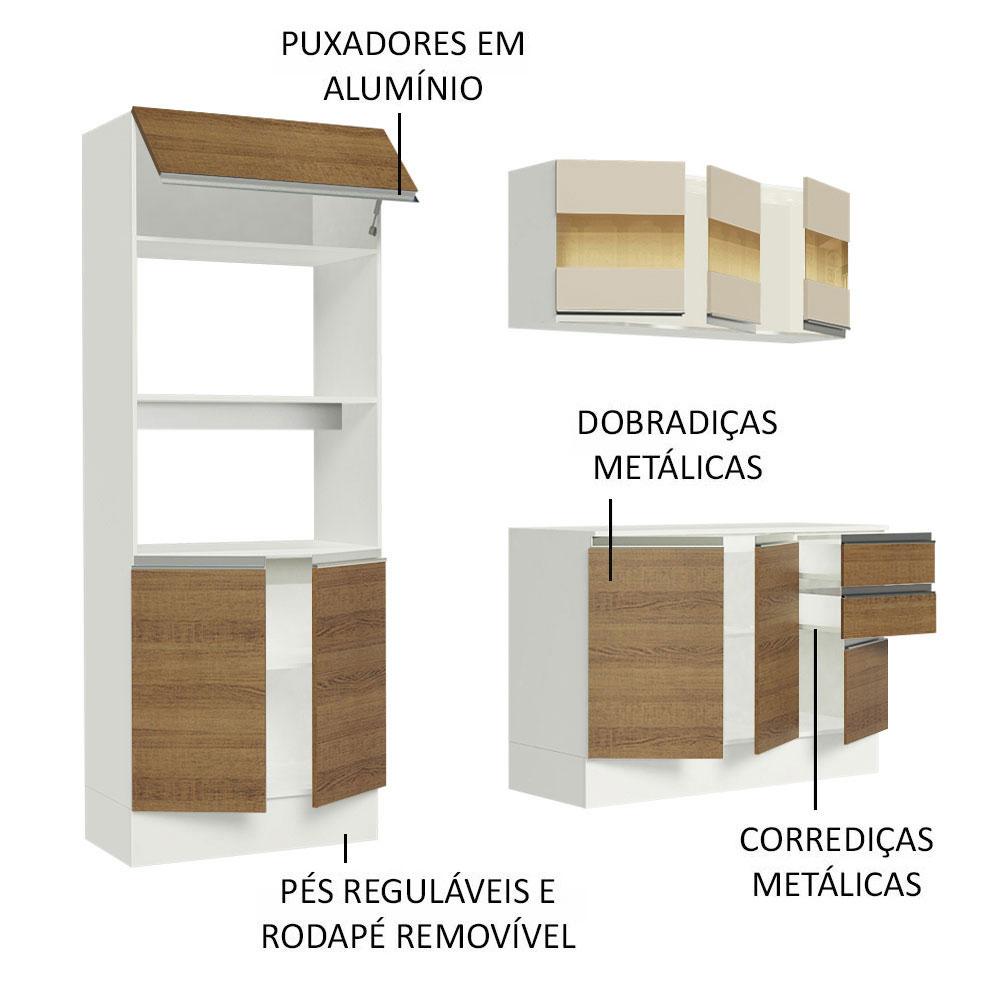 Cozinha Compacta 100% MDF Madesa Smart 190 cm Com Armário, Balcão e Tampo