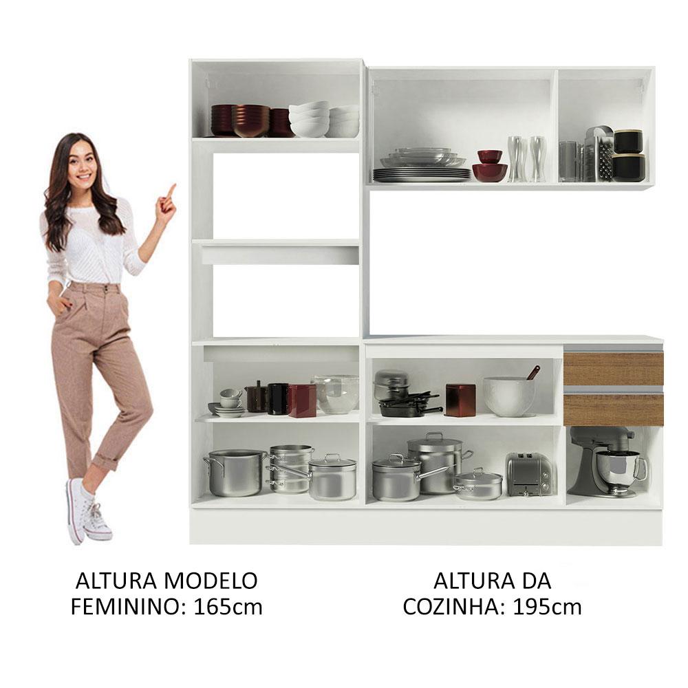 Cozinha Compacta 100% MDF Madesa Smart 190 cm Com Armário, Balcão e Tampo