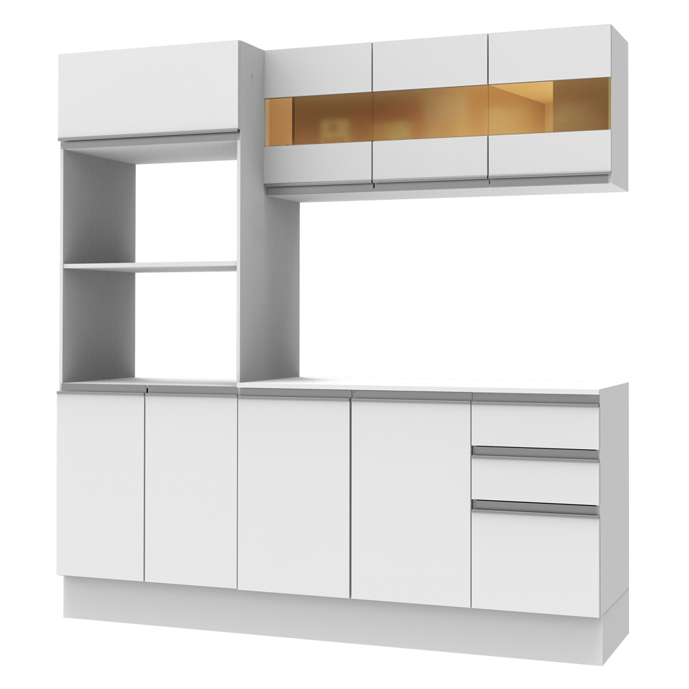 Cozinha Compacta 100% MDF Madesa Smart 190 cm Com Armário, Balcão e Tampo