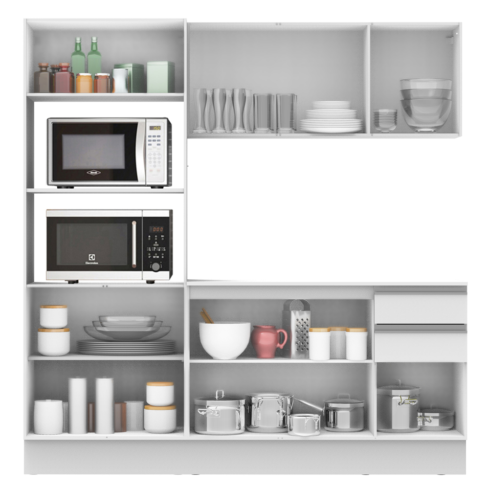 Cozinha Compacta 100% MDF Madesa Smart 190 cm Com Armário, Balcão e Tampo