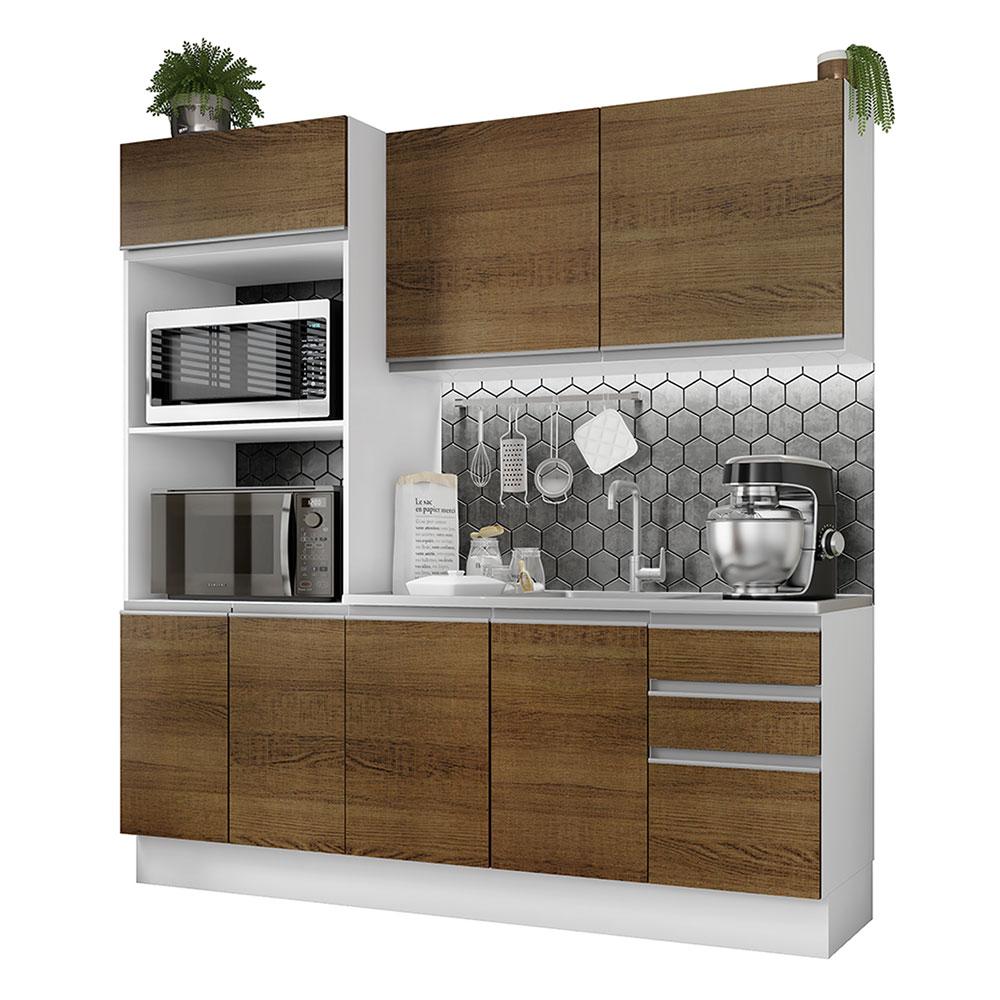 Cozinha Compacta Madesa 100% MDF Acordes 8 Portas - Branco/Rustic