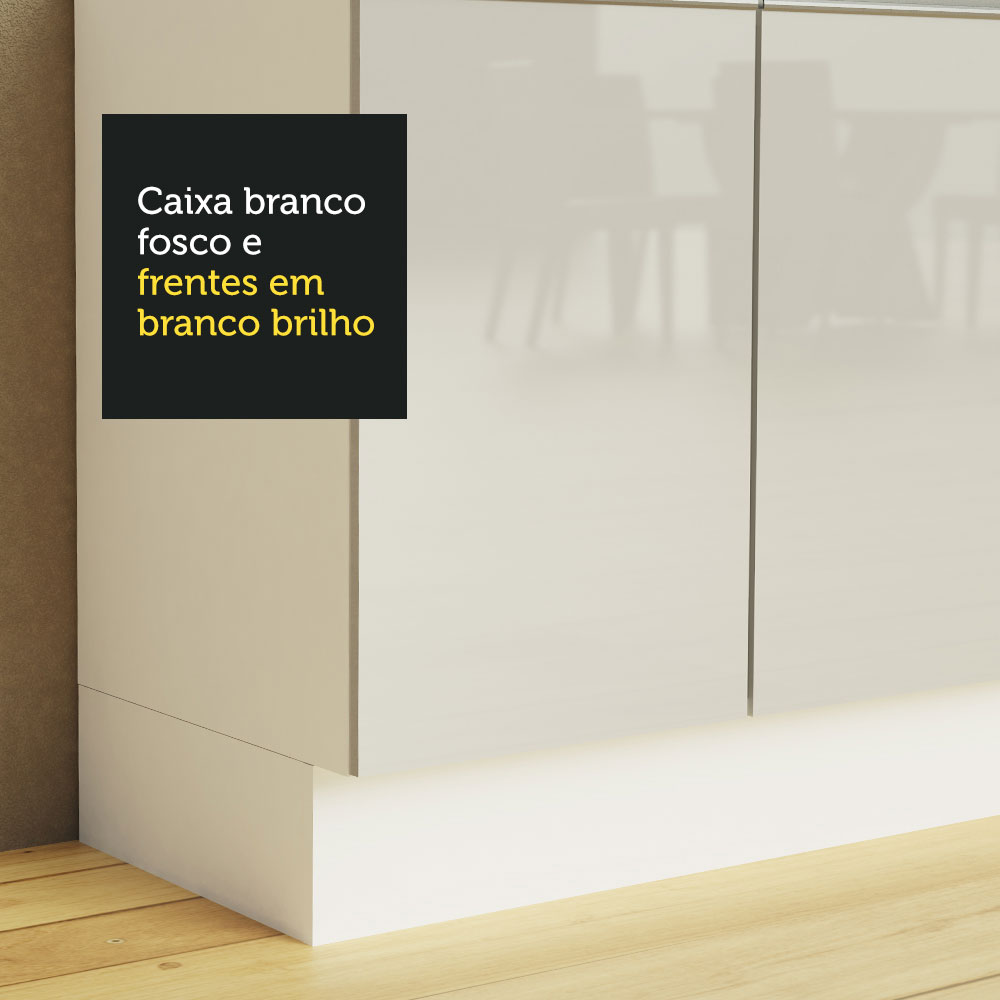 Cozinha Compacta Madesa 100% MDF Acordes com Armário e Balcão - Portas Branco Brilho