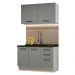 Cozinha Compacta Madesa Agata 120001 com Armário e Balcão (Sem Tampo e Pia) - Branco/Cinza