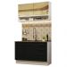 Cozinha Compacta Madesa Agata 120002 com Armário e Balcão (Sem Tampo e Pia) - Branco/Preto