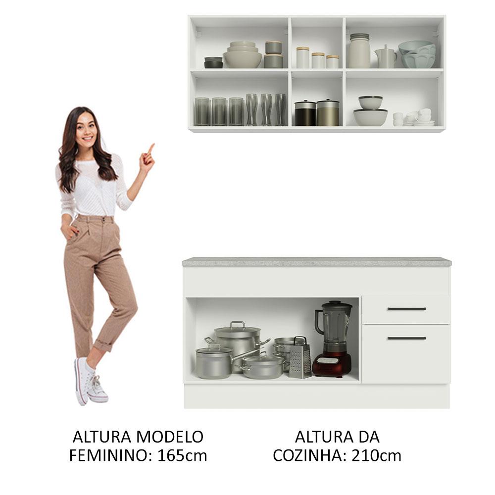 Cozinha Compacta Madesa Agata 150001 com Armário e Balcão (Com Tampo) - Branco