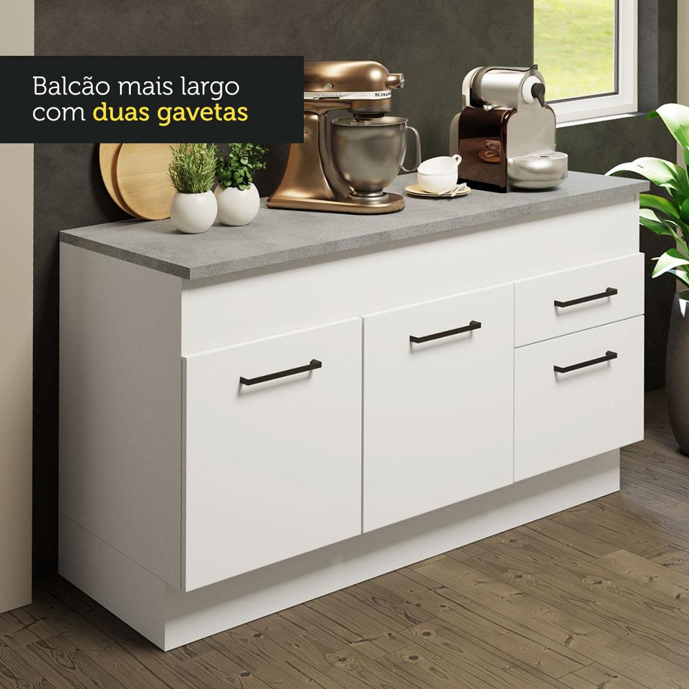 Cozinha Compacta Madesa Agata 150001 com Armário e Balcão (Com Tampo) - Branco