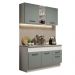 Cozinha Compacta Madesa Agata 150001 com Armário e Balcão (Com Tampo) - Branco/Cinza