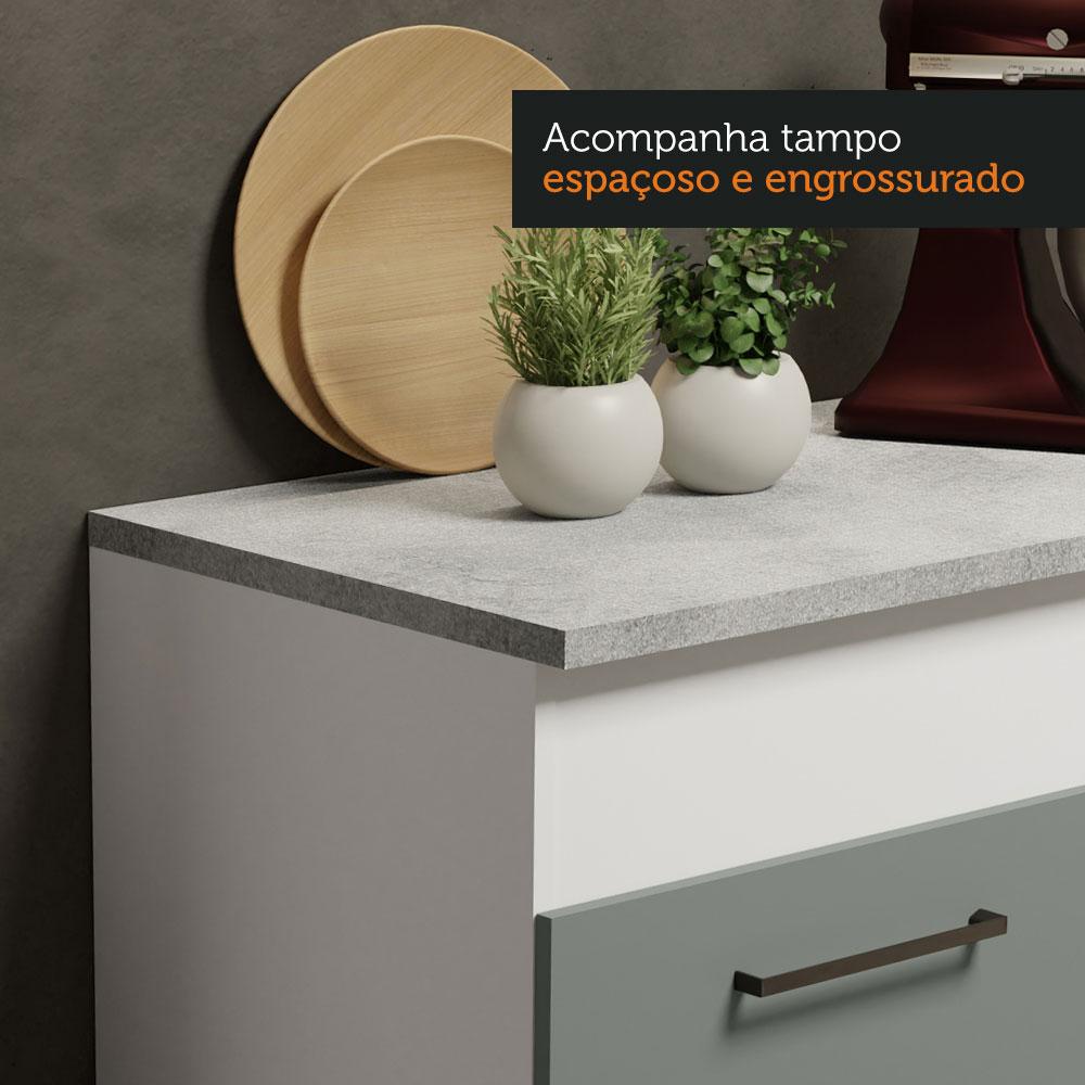 Cozinha Compacta Madesa Agata 150001 com Armário e Balcão (Com Tampo) - Branco/Cinza