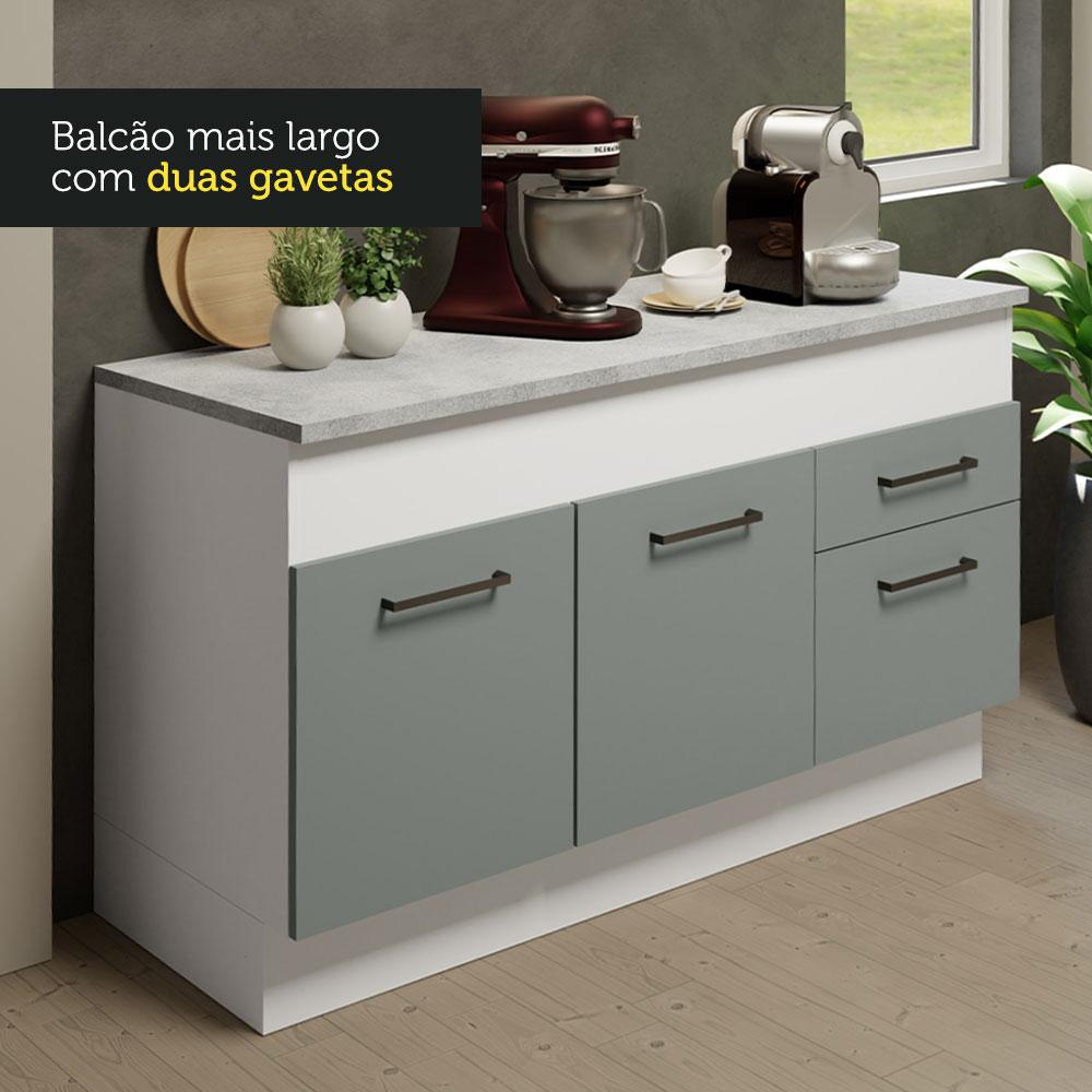 Cozinha Compacta Madesa Agata 150001 com Armário e Balcão (Com Tampo) - Branco/Cinza
