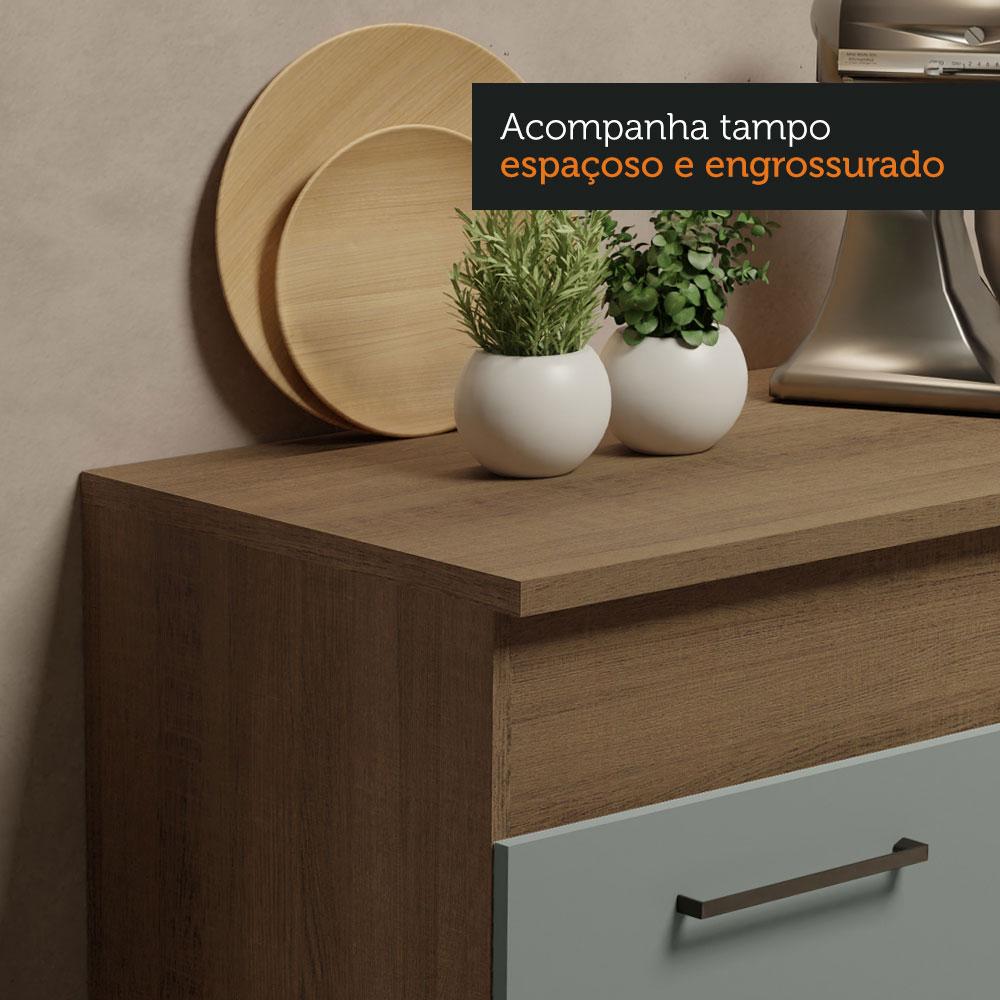 Cozinha Compacta Madesa Agata 150001 com Armário e Balcão (Com Tampo) - Rustic/Cinza