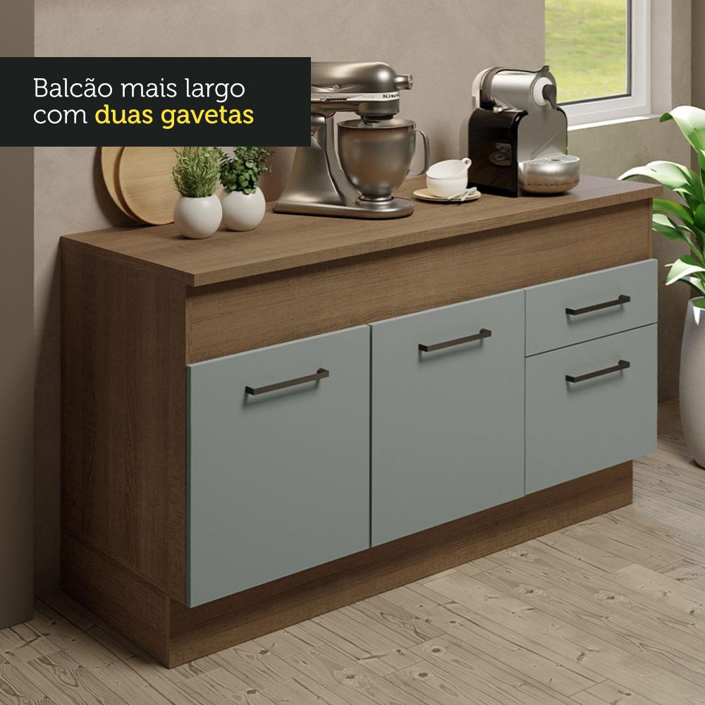 Cozinha Compacta Madesa Agata 150001 com Armário e Balcão (Com Tampo) - Rustic/Cinza