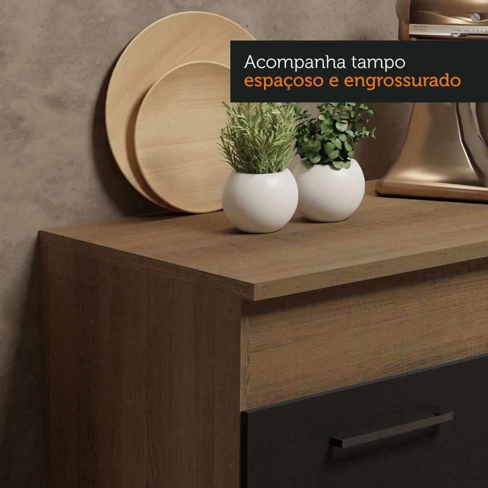 Cozinha Compacta Madesa Agata 150001 com Armário e Balcão (Com Tampo) - Rustic/Preto